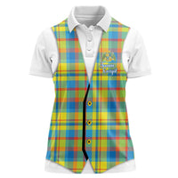 Personalized Dominica Creole Day Women Polo Shirt Jounen Kweyol Blue Madras Proud - Wonder Print Shop