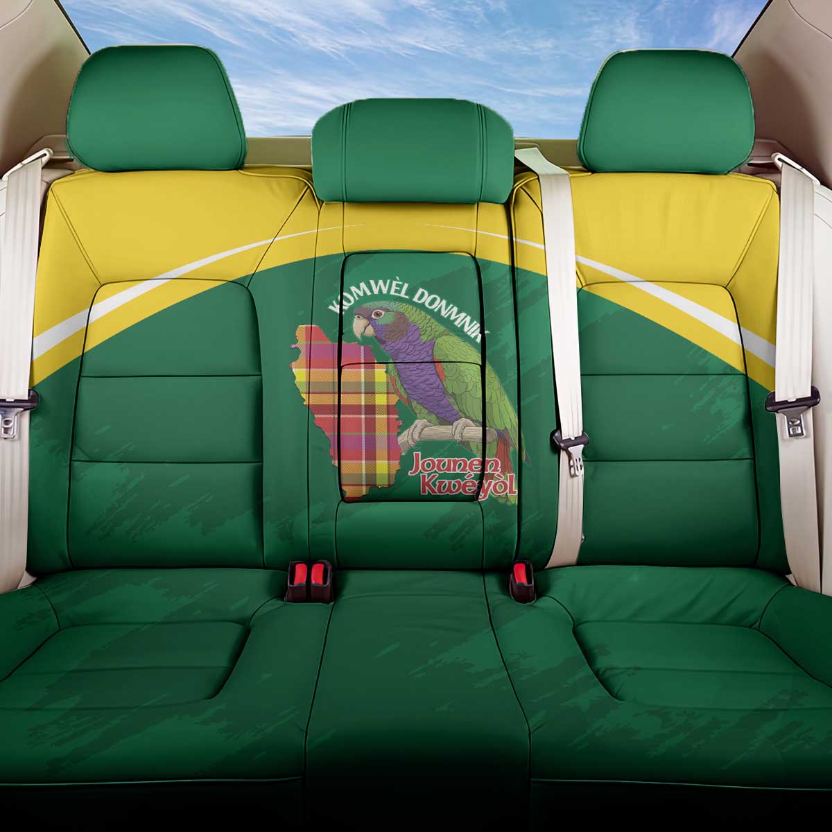 Komwel Donmnik Jounen Kweyol Back Car Seat Cover Dominica Creole Day Imperial Amazon - Wonder Print Shop