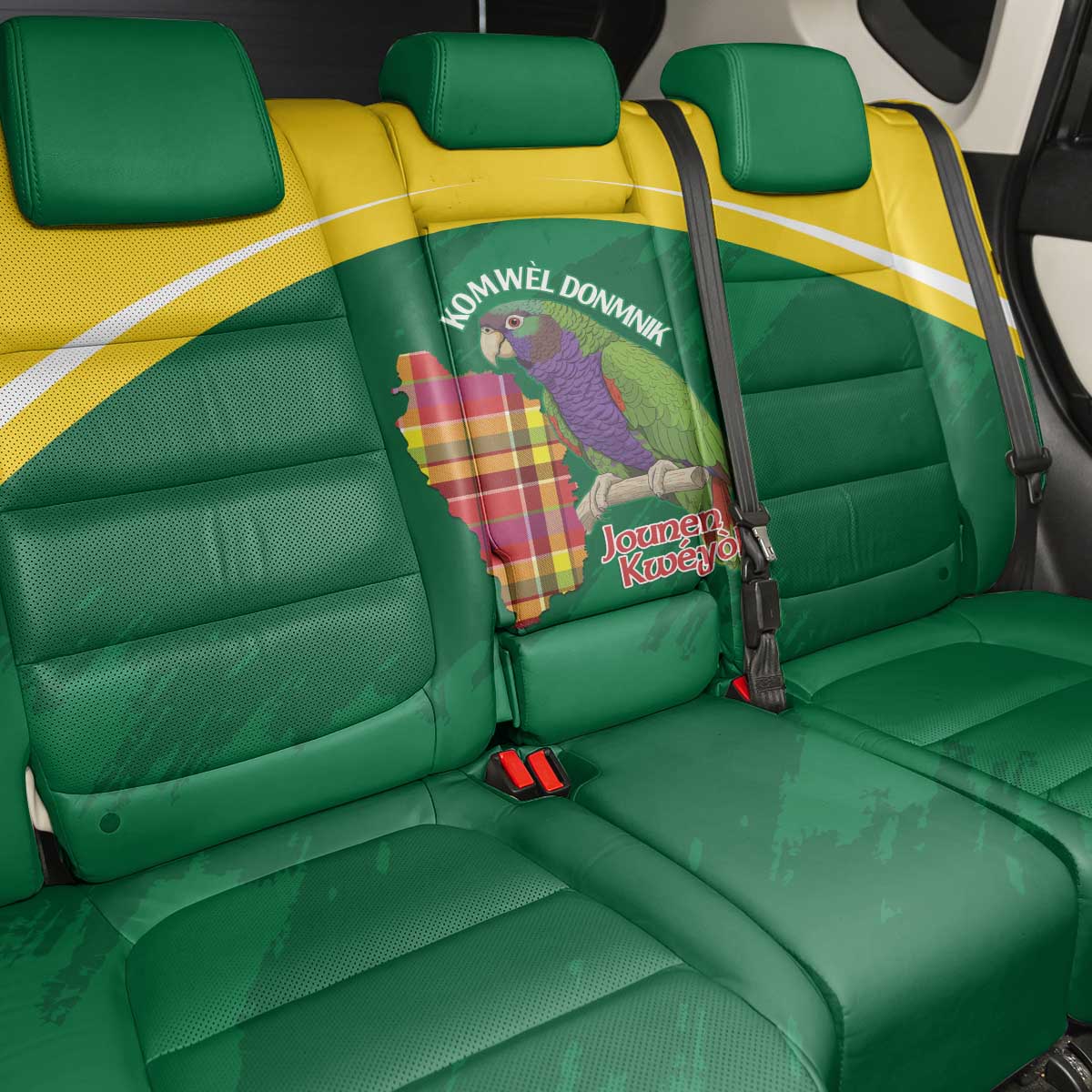 Komwel Donmnik Jounen Kweyol Back Car Seat Cover Dominica Creole Day Imperial Amazon - Wonder Print Shop