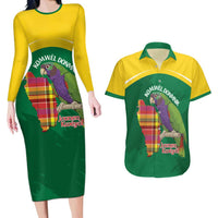 Personalized Komwel Donmnik Jounen Kweyol Couples Matching Long Sleeve Bodycon Dress and Hawaiian Shirt Dominica Creole Day Imperial Amazon - Wonder Print Shop