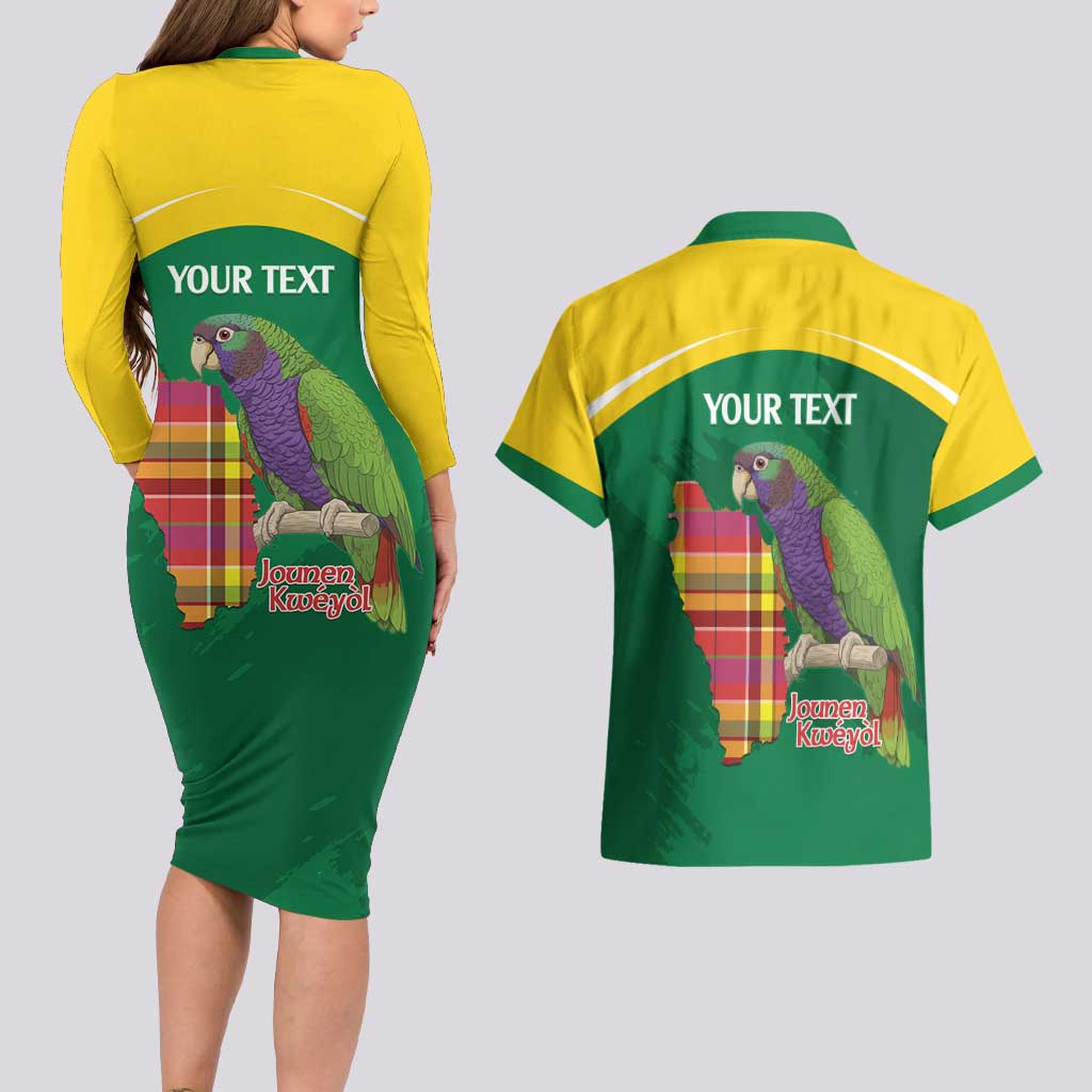 Personalized Komwel Donmnik Jounen Kweyol Couples Matching Long Sleeve Bodycon Dress and Hawaiian Shirt Dominica Creole Day Imperial Amazon - Wonder Print Shop