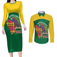 Personalized Komwel Donmnik Jounen Kweyol Couples Matching Long Sleeve Bodycon Dress and Long Sleeve Button Shirt Dominica Creole Day Imperial Amazon - Wonder Print Shop