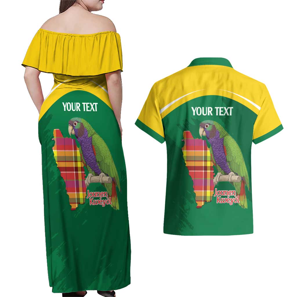 Personalized Komwel Donmnik Jounen Kweyol Couples Matching Off Shoulder Maxi Dress and Hawaiian Shirt Dominica Creole Day Imperial Amazon - Wonder Print Shop