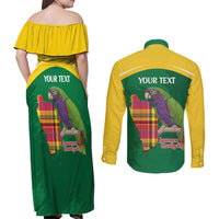 Personalized Komwel Donmnik Jounen Kweyol Couples Matching Off Shoulder Maxi Dress and Long Sleeve Button Shirt Dominica Creole Day Imperial Amazon - Wonder Print Shop