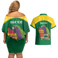Personalized Komwel Donmnik Jounen Kweyol Couples Matching Off Shoulder Short Dress and Hawaiian Shirt Dominica Creole Day Imperial Amazon - Wonder Print Shop