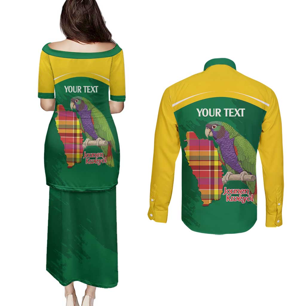 Personalized Komwel Donmnik Jounen Kweyol Couples Matching Puletasi and Long Sleeve Button Shirt Dominica Creole Day Imperial Amazon - Wonder Print Shop