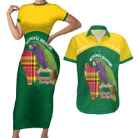 Personalized Komwel Donmnik Jounen Kweyol Couples Matching Short Sleeve Bodycon Dress and Hawaiian Shirt Dominica Creole Day Imperial Amazon - Wonder Print Shop