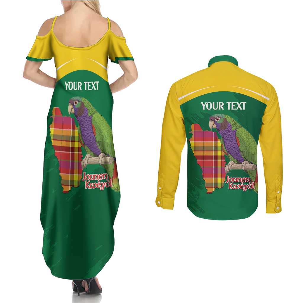Personalized Komwel Donmnik Jounen Kweyol Couples Matching Summer Maxi Dress and Long Sleeve Button Shirt Dominica Creole Day Imperial Amazon - Wonder Print Shop