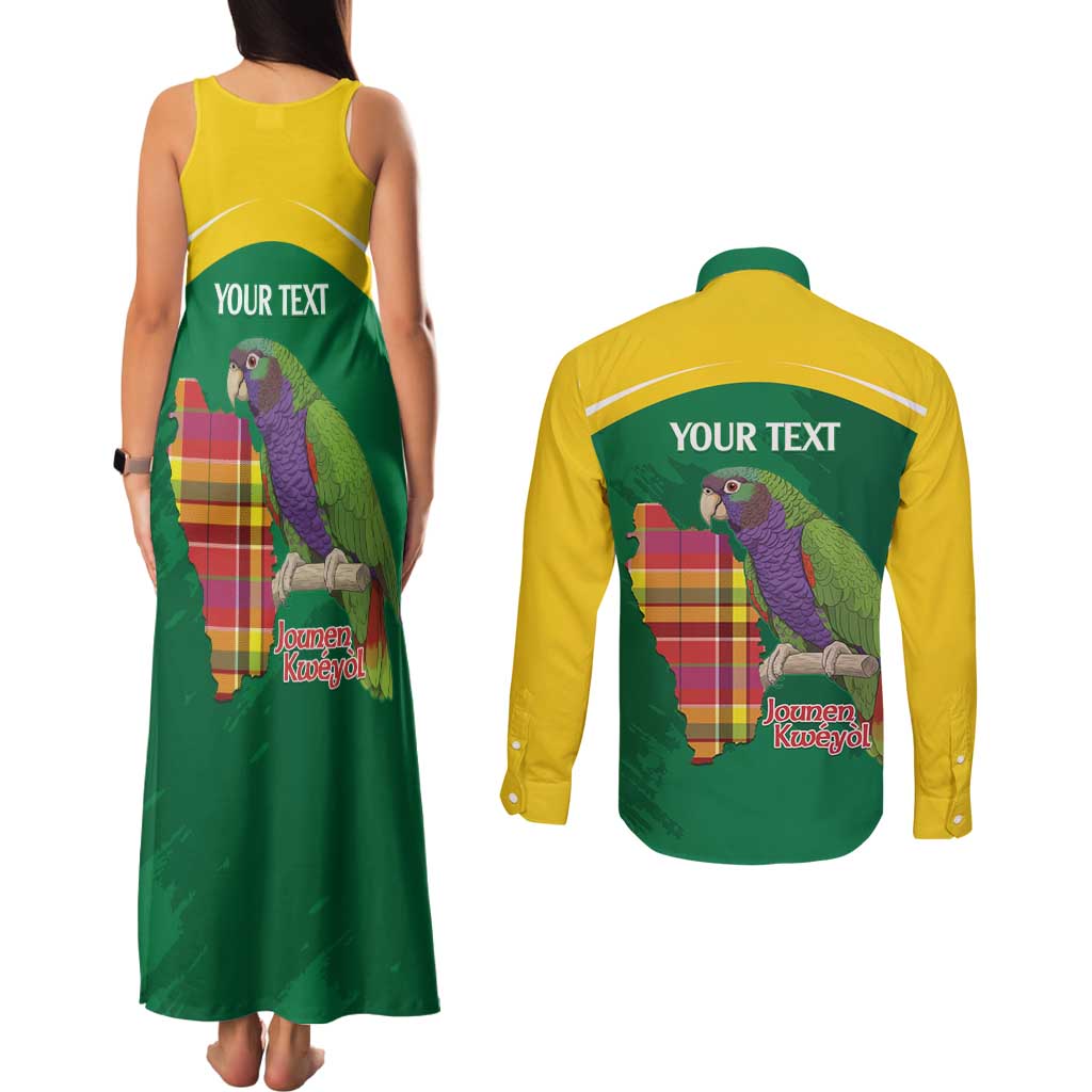 Personalized Komwel Donmnik Jounen Kweyol Couples Matching Tank Maxi Dress and Long Sleeve Button Shirt Dominica Creole Day Imperial Amazon - Wonder Print Shop