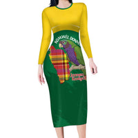 Personalized Komwel Donmnik Jounen Kweyol Family Matching Long Sleeve Bodycon Dress and Hawaiian Shirt Dominica Creole Day Imperial Amazon - Wonder Print Shop