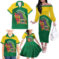 Personalized Komwel Donmnik Jounen Kweyol Family Matching Off The Shoulder Long Sleeve Dress and Hawaiian Shirt Dominica Creole Day Imperial Amazon - Wonder Print Shop