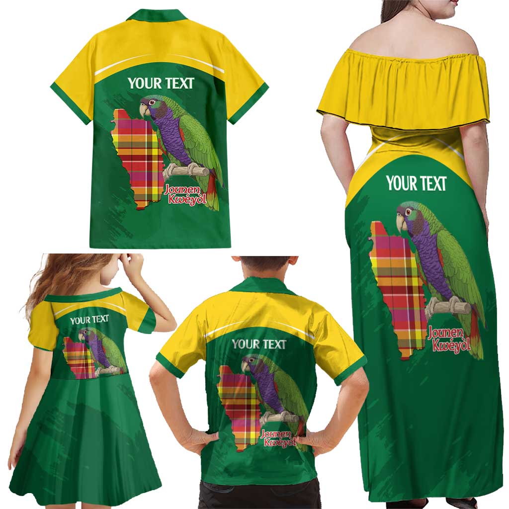 Personalized Komwel Donmnik Jounen Kweyol Family Matching Off Shoulder Maxi Dress and Hawaiian Shirt Dominica Creole Day Imperial Amazon - Wonder Print Shop