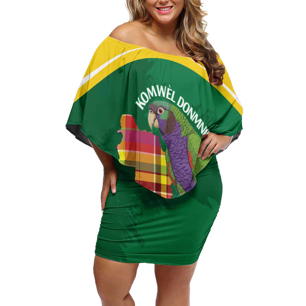 Personalized Komwel Donmnik Jounen Kweyol Family Matching Off Shoulder Short Dress and Hawaiian Shirt Dominica Creole Day Imperial Amazon - Wonder Print Shop