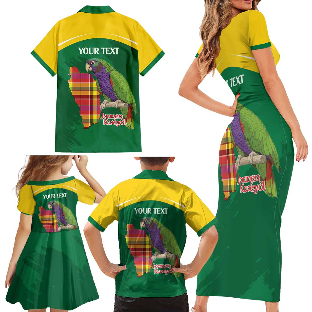 Personalized Komwel Donmnik Jounen Kweyol Family Matching Short Sleeve Bodycon Dress and Hawaiian Shirt Dominica Creole Day Imperial Amazon - Wonder Print Shop