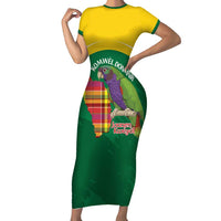 Personalized Komwel Donmnik Jounen Kweyol Family Matching Short Sleeve Bodycon Dress and Hawaiian Shirt Dominica Creole Day Imperial Amazon - Wonder Print Shop