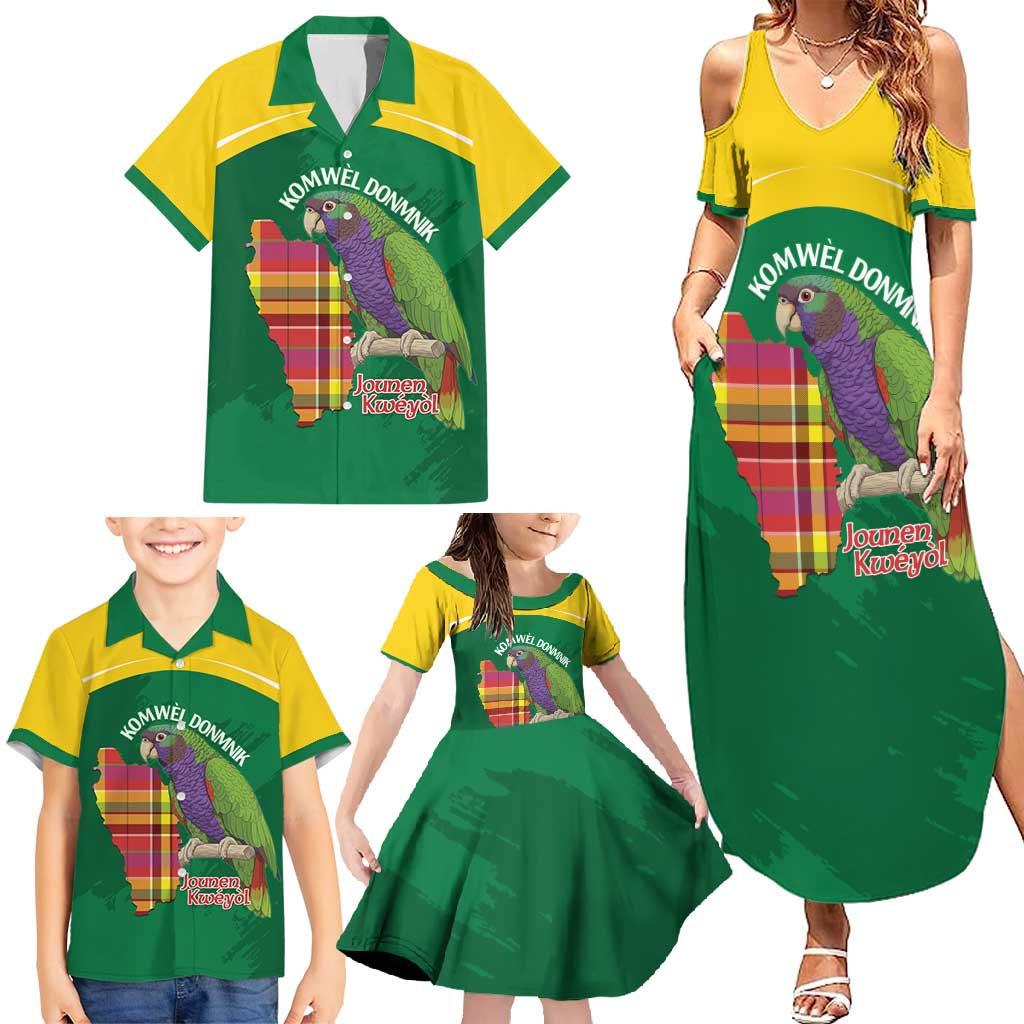 Personalized Komwel Donmnik Jounen Kweyol Family Matching Summer Maxi Dress and Hawaiian Shirt Dominica Creole Day Imperial Amazon - Wonder Print Shop