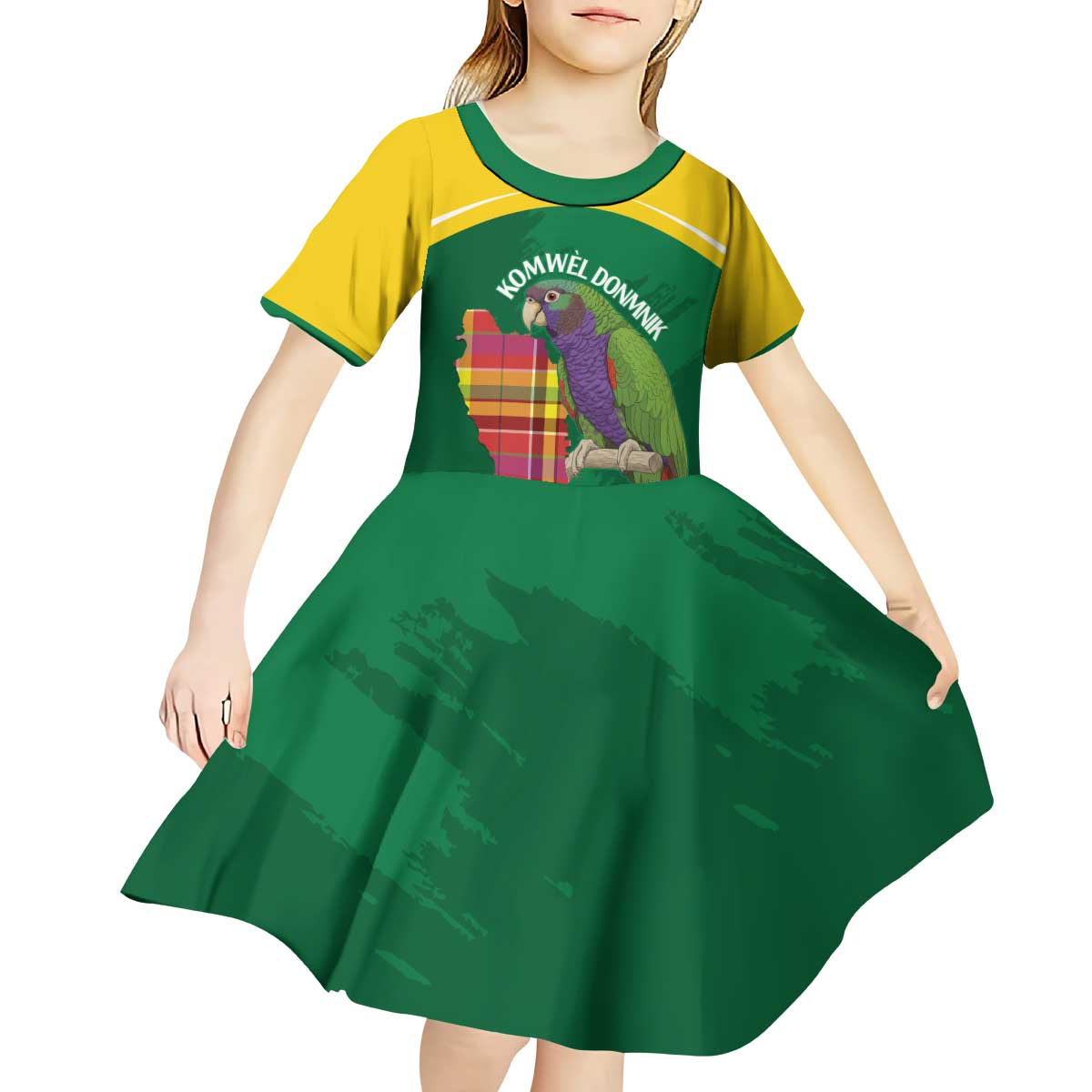 Personalized Komwel Donmnik Jounen Kweyol Kid Short Sleeve Dress Dominica Creole Day Imperial Amazon - Wonder Print Shop
