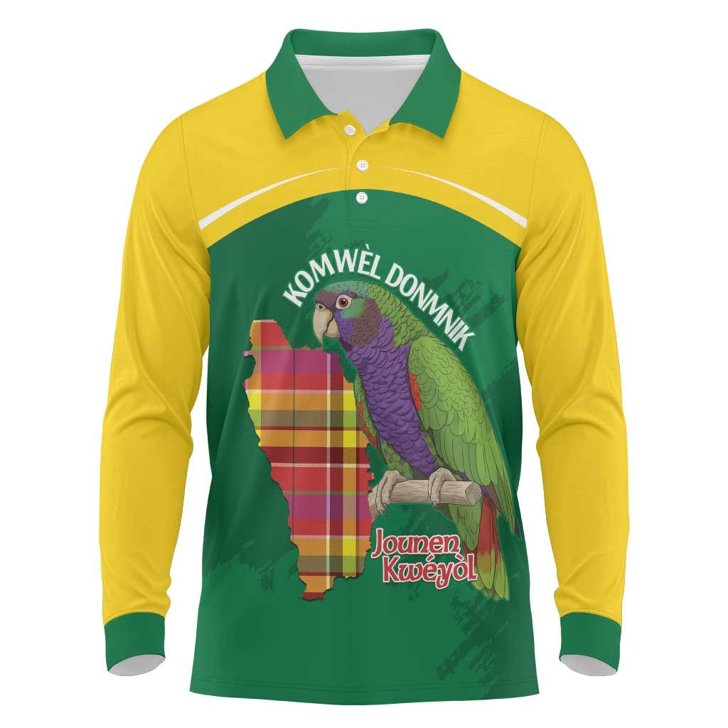 Personalized Komwel Donmnik Jounen Kweyol Long Sleeve Polo Shirt Dominica Creole Day Imperial Amazon - Wonder Print Shop