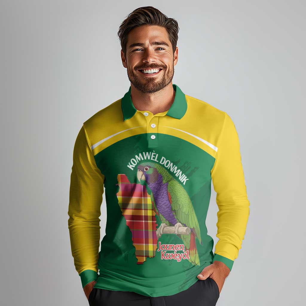 Personalized Komwel Donmnik Jounen Kweyol Long Sleeve Polo Shirt Dominica Creole Day Imperial Amazon - Wonder Print Shop