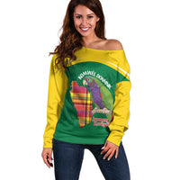 Personalized Komwel Donmnik Jounen Kweyol Off Shoulder Sweater Dominica Creole Day Imperial Amazon - Wonder Print Shop
