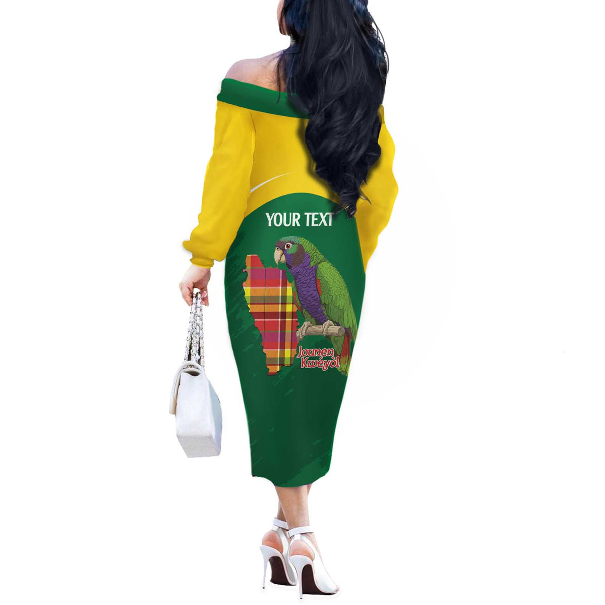 Personalized Komwel Donmnik Jounen Kweyol Off The Shoulder Long Sleeve Dress Dominica Creole Day Imperial Amazon - Wonder Print Shop