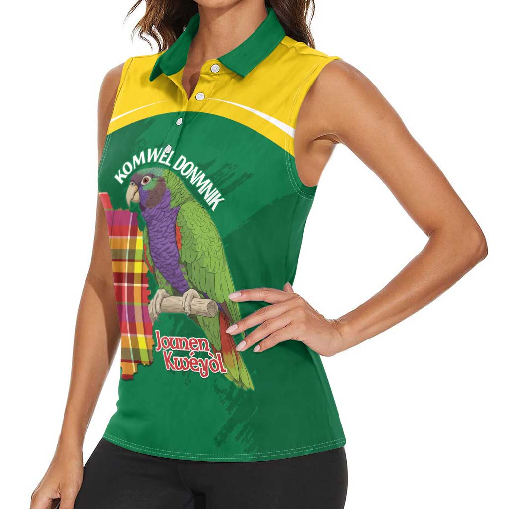 Personalized Komwel Donmnik Jounen Kweyol Women Sleeveless Polo Shirt Dominica Creole Day Imperial Amazon - Wonder Print Shop