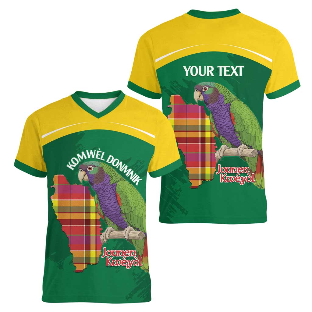 Personalized Komwel Donmnik Jounen Kweyol Women V-Neck T-Shirt Dominica Creole Day Imperial Amazon - Wonder Print Shop