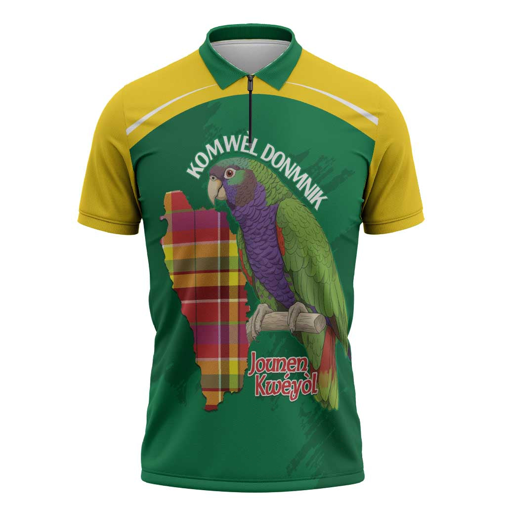 Personalized Komwel Donmnik Jounen Kweyol Zipper Polo Shirt Dominica Creole Day Imperial Amazon - Wonder Print Shop