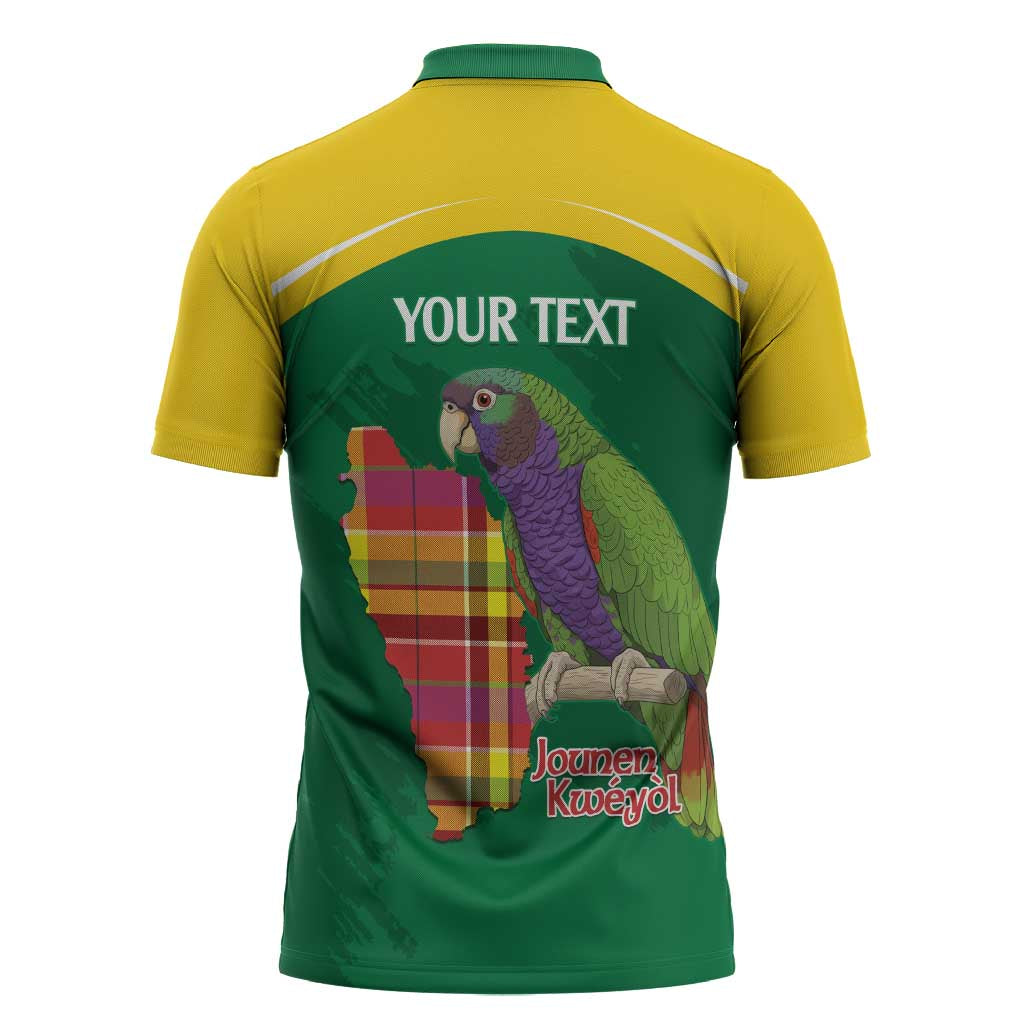 Personalized Komwel Donmnik Jounen Kweyol Zipper Polo Shirt Dominica Creole Day Imperial Amazon - Wonder Print Shop