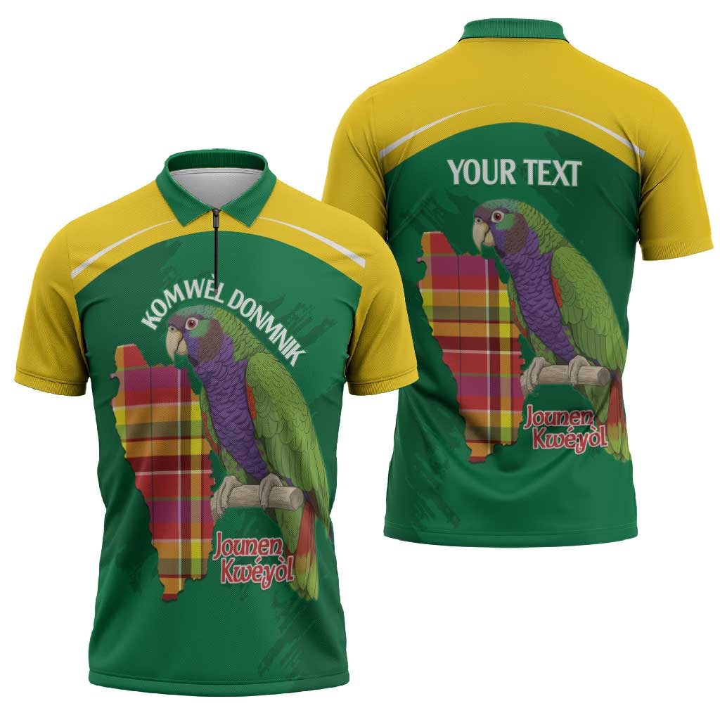 Personalized Komwel Donmnik Jounen Kweyol Zipper Polo Shirt Dominica Creole Day Imperial Amazon - Wonder Print Shop