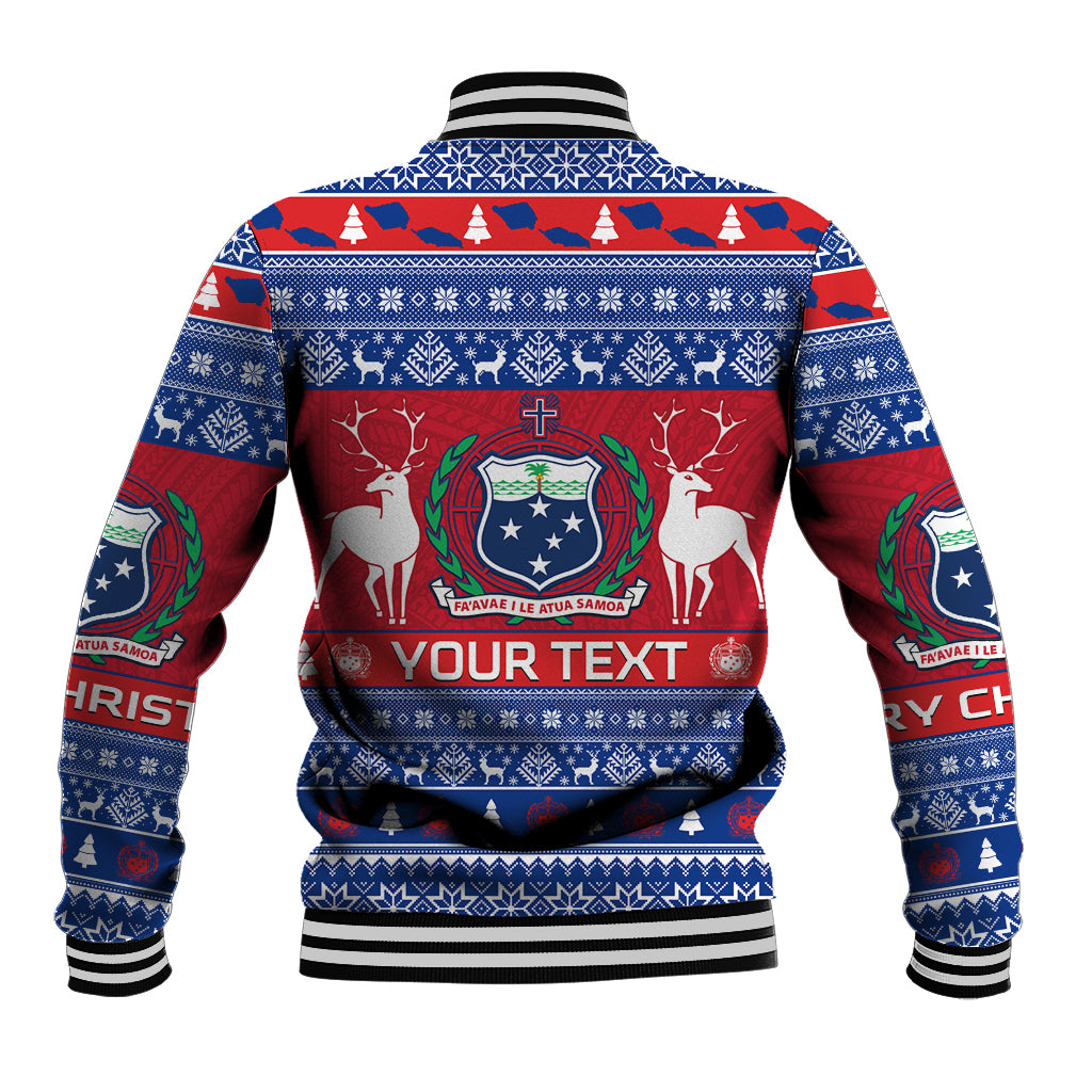 Personalised Samoa Christmas Baseball Jacket Samoan Coat Of Arms Manuia Le Kirisimas - Wonder Print Shop