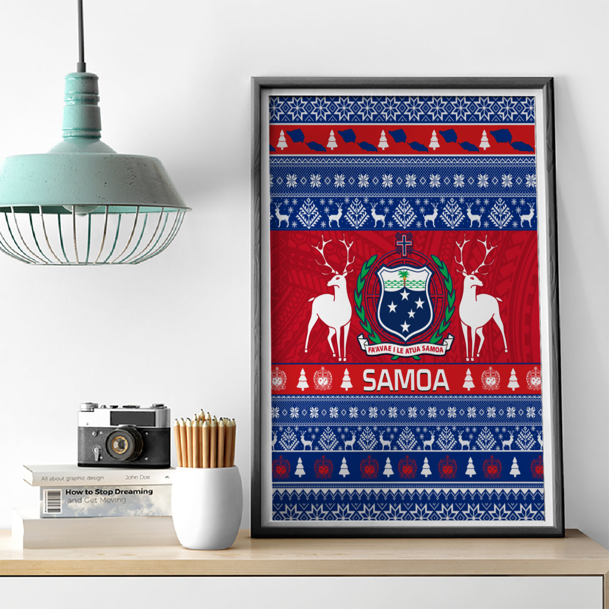 Personalised Samoa Christmas Canvas Wall Art Samoan Coat Of Arms Manuia Le Kirisimas - Wonder Print Shop