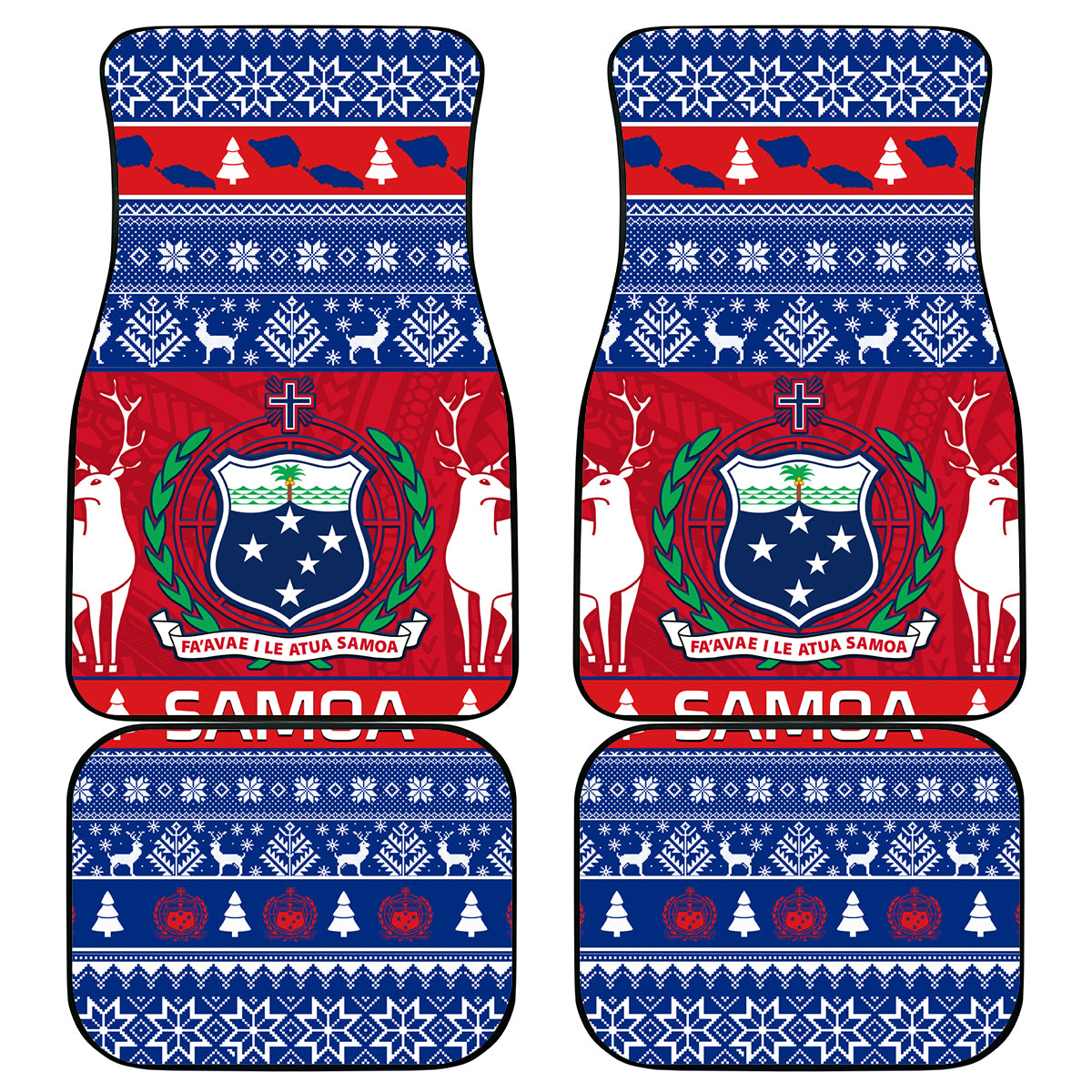 Personalised Samoa Christmas Car Mats Samoan Coat Of Arms Manuia Le Kirisimas - Wonder Print Shop
