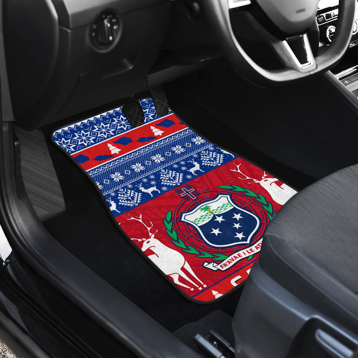 Personalised Samoa Christmas Car Mats Samoan Coat Of Arms Manuia Le Kirisimas - Wonder Print Shop