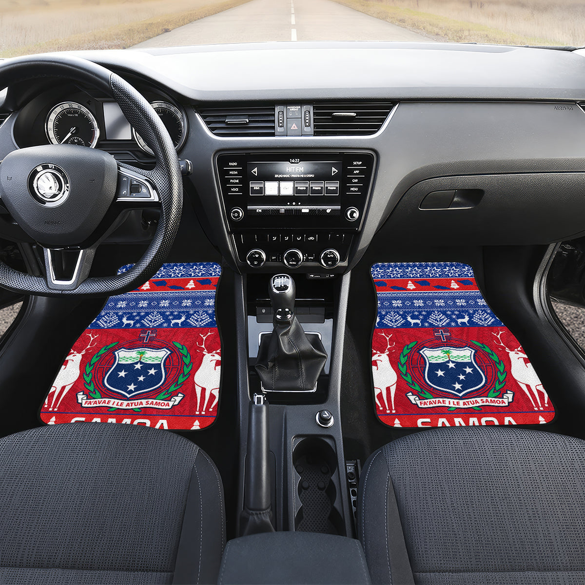 Personalised Samoa Christmas Car Mats Samoan Coat Of Arms Manuia Le Kirisimas - Wonder Print Shop