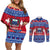 Personalised Samoa Christmas Couples Matching Off Shoulder Short Dress and Long Sleeve Button Shirts Samoan Coat Of Arms Manuia Le Kirisimas - Wonder Print Shop