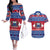 Personalised Samoa Christmas Couples Matching Off The Shoulder Long Sleeve Dress and Hawaiian Shirt Samoan Coat Of Arms Manuia Le Kirisimas - Wonder Print Shop