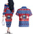Personalised Samoa Christmas Couples Matching Off The Shoulder Long Sleeve Dress and Hawaiian Shirt Samoan Coat Of Arms Manuia Le Kirisimas - Wonder Print Shop
