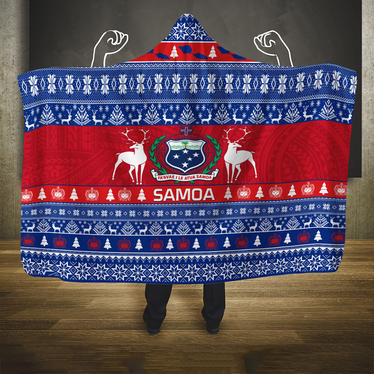 personalised-samoa-christmas-hooded-blanket-samoan-coat-of-arms-manuia-le-kirisimas
