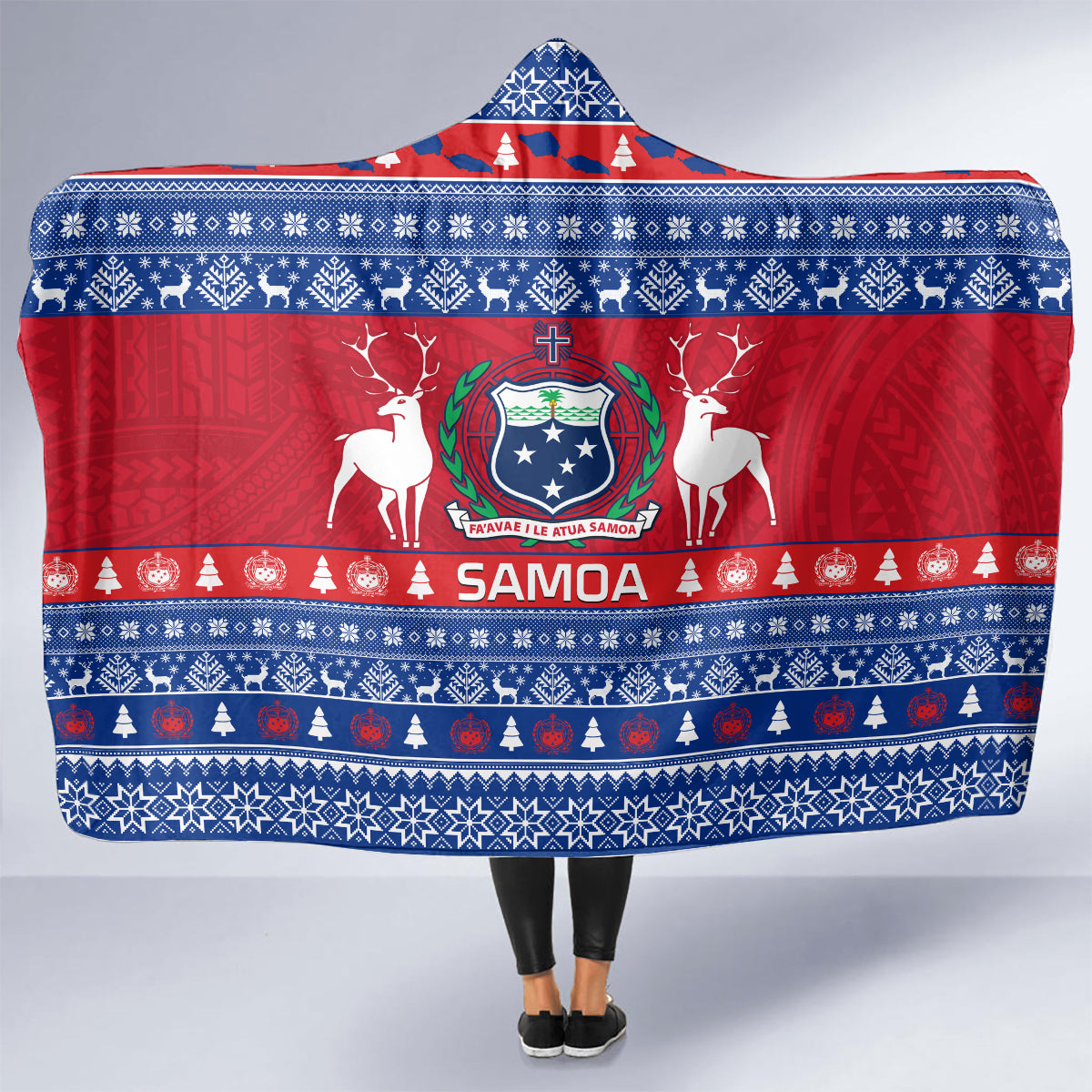 personalised-samoa-christmas-hooded-blanket-samoan-coat-of-arms-manuia-le-kirisimas
