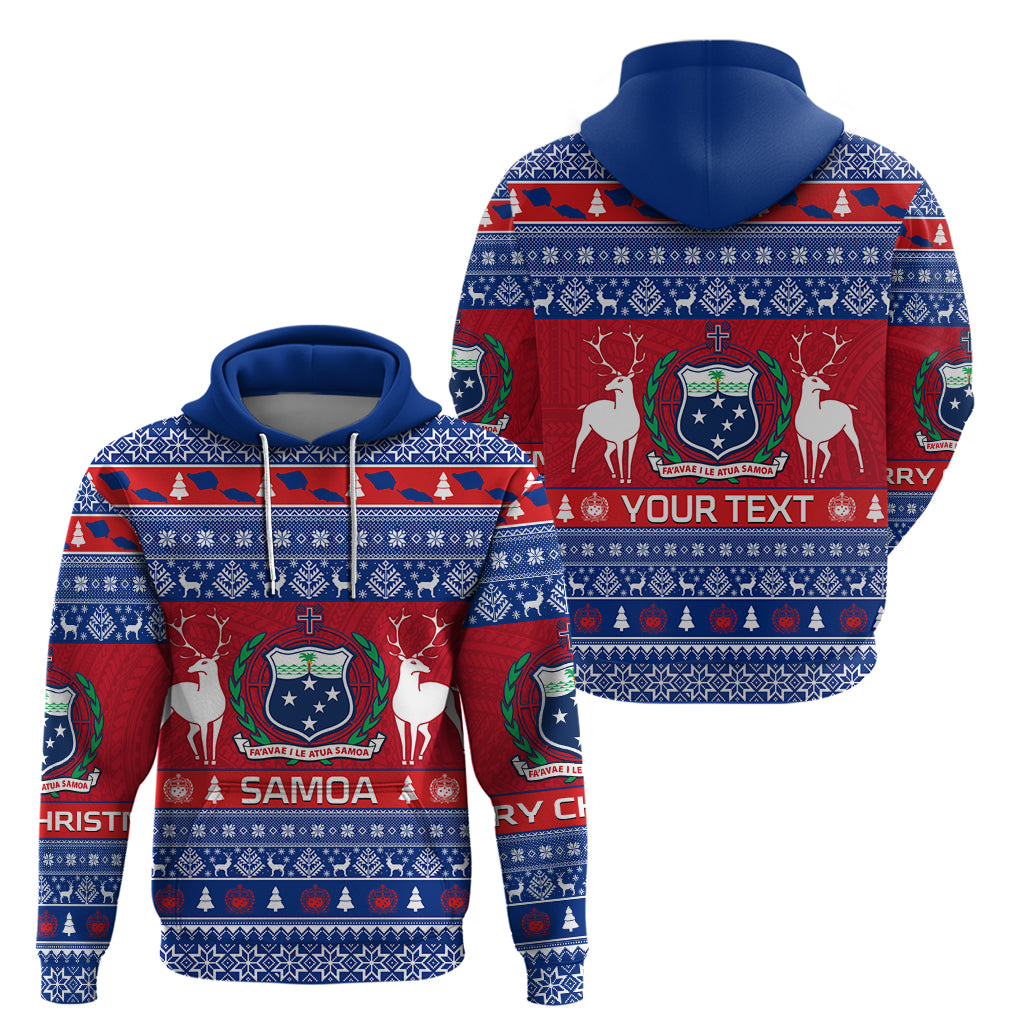 Personalised Samoa Christmas Hoodie Samoan Coat Of Arms Manuia Le Kirisimas - Wonder Print Shop