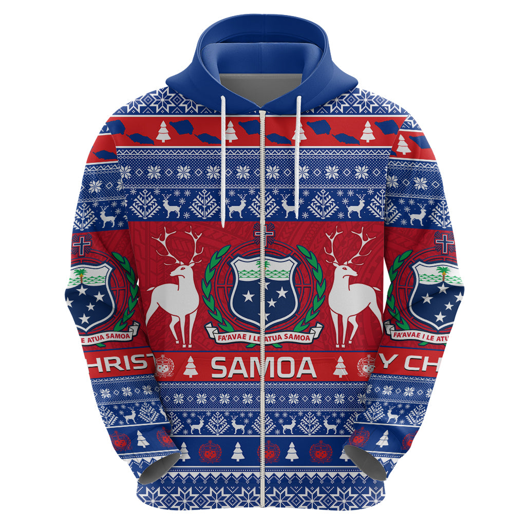 Personalised Samoa Christmas Hoodie Samoan Coat Of Arms Manuia Le Kirisimas - Wonder Print Shop