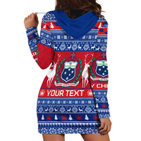 Personalised Samoa Christmas Hoodie Dress Samoan Coat Of Arms Manuia Le Kirisimas - Wonder Print Shop
