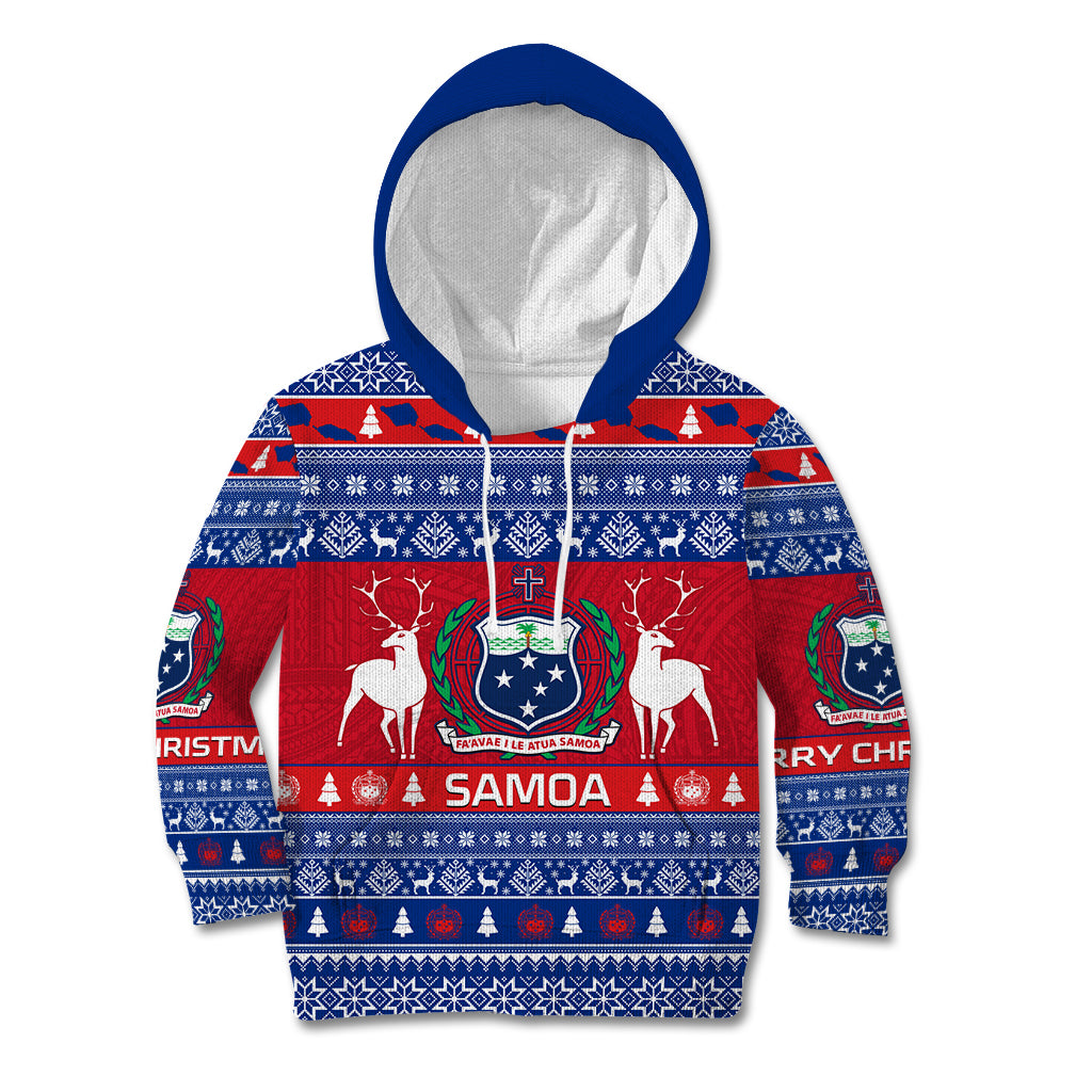 Personalised Samoa Christmas Kid Hoodie Samoan Coat Of Arms Manuia Le Kirisimas - Wonder Print Shop