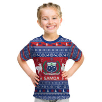 Personalised Samoa Christmas Kid T Shirt Samoan Coat Of Arms Manuia Le Kirisimas - Wonder Print Shop