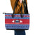 Personalised Samoa Christmas Leather Tote Bag Samoan Coat Of Arms Manuia Le Kirisimas - Wonder Print Shop
