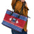 Personalised Samoa Christmas Leather Tote Bag Samoan Coat Of Arms Manuia Le Kirisimas - Wonder Print Shop