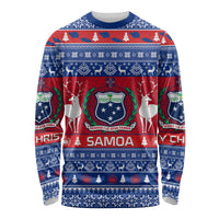 Personalised Samoa Christmas Long Sleeve Shirt Samoan Coat Of Arms Manuia Le Kirisimas - Wonder Print Shop