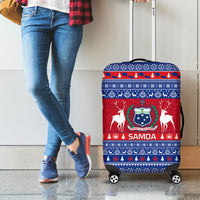 Personalised Samoa Christmas Luggage Cover Samoan Coat Of Arms Manuia Le Kirisimas - Wonder Print Shop