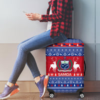 Personalised Samoa Christmas Luggage Cover Samoan Coat Of Arms Manuia Le Kirisimas - Wonder Print Shop
